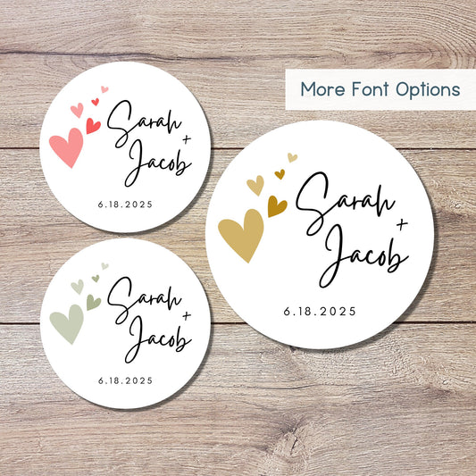 Personalized Wedding Stickers, Custom Wedding Labels, Happy Wedding Favor, Wedding Invitation Envelope Seal, Custom Wedding Initials Sticker
