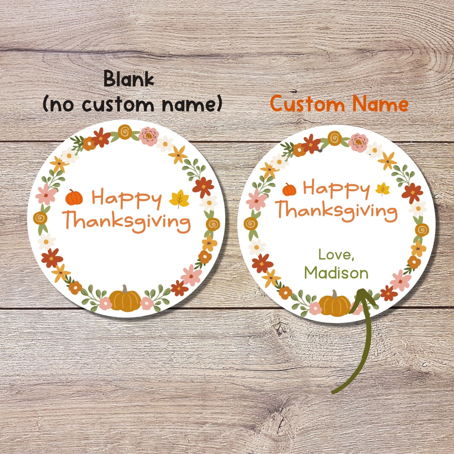 Personalized Thanksgiving Stickers, Custom Happy Thanksgiving Label, Autumn Fall Thank You Greetings Invitation Envelope Seal, Easy to Peel