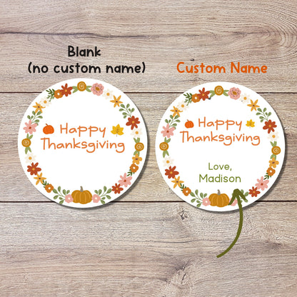 Personalized Thanksgiving Stickers, Custom Happy Thanksgiving Label, Autumn Fall Thank You Greetings Invitation Envelope Seal, Easy to Peel