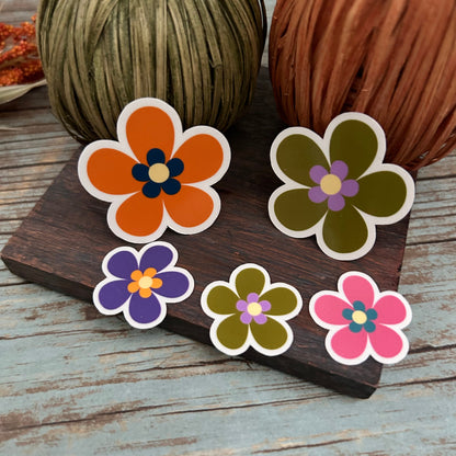 Fall Flowers Vinyl Sticker Set of 6, Flower Pack, 1" 1.5"or 2" Matte or Glossy Finish, Mini Flower Laptop Water Bottle Phone Fall Sticker,