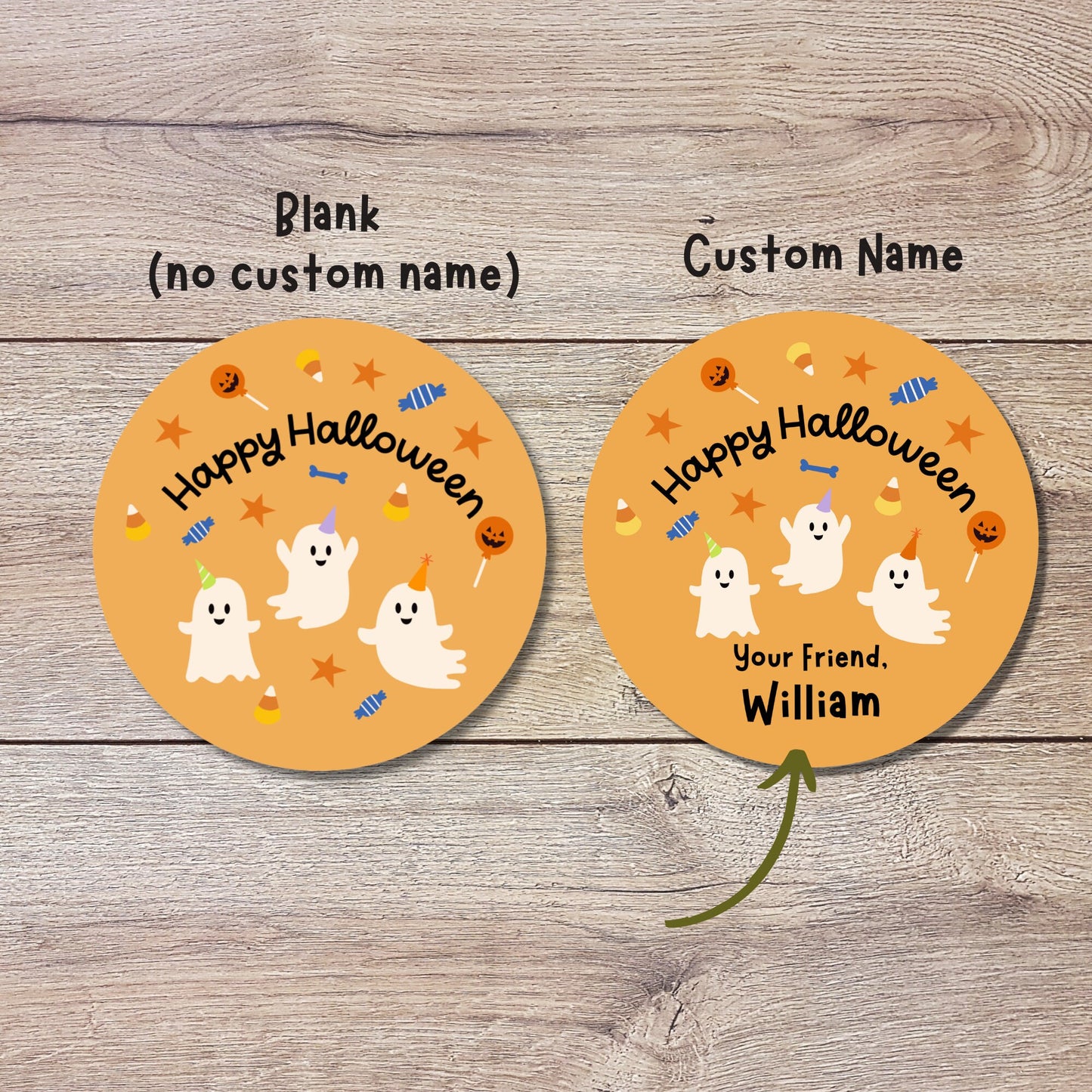 Personalized Halloween Party Ghosts Goody Bag Party Favor Stickers