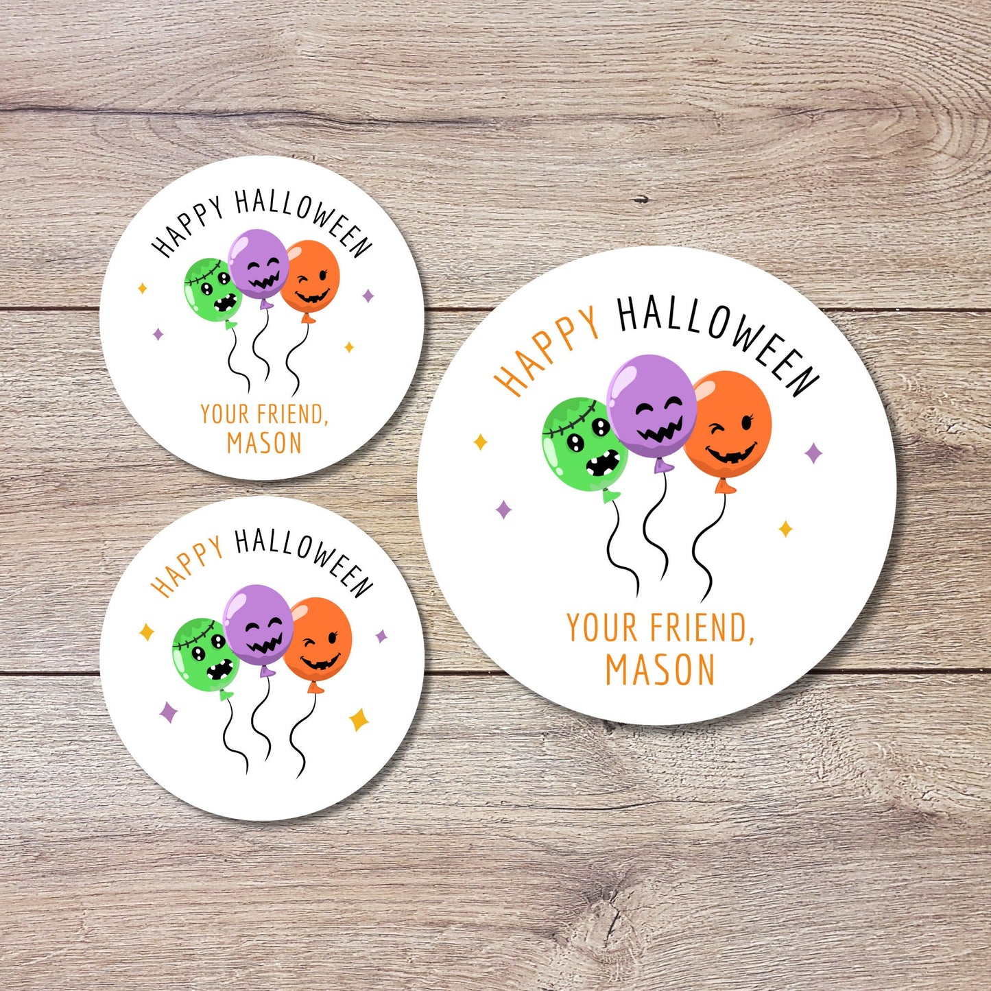 Personalized Halloween Stickers, Custom Halloween Balloon Party Favor Goody Bag Label