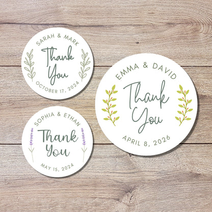 Personalized Floral Thank You Wedding Stickers, Custom Thank You Labels, Happy Wedding, Wedding Thank You Sticker, Custom Wedding Sticker