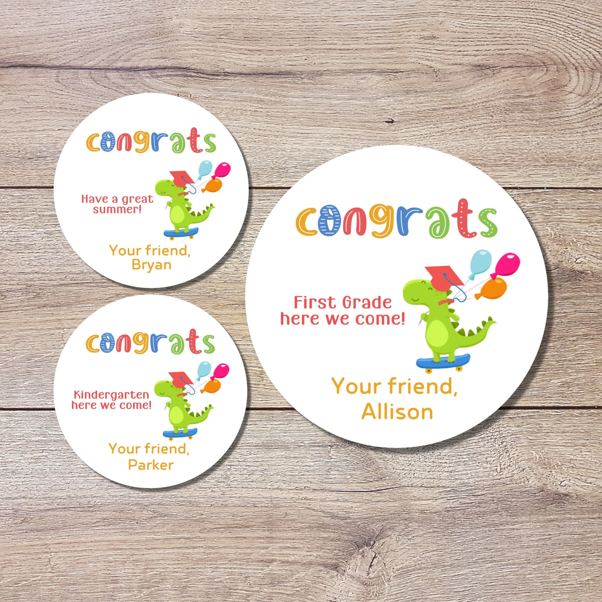 Personalized Any Grade Level Graduation Stickers, End of School Party Treat Bag Labels