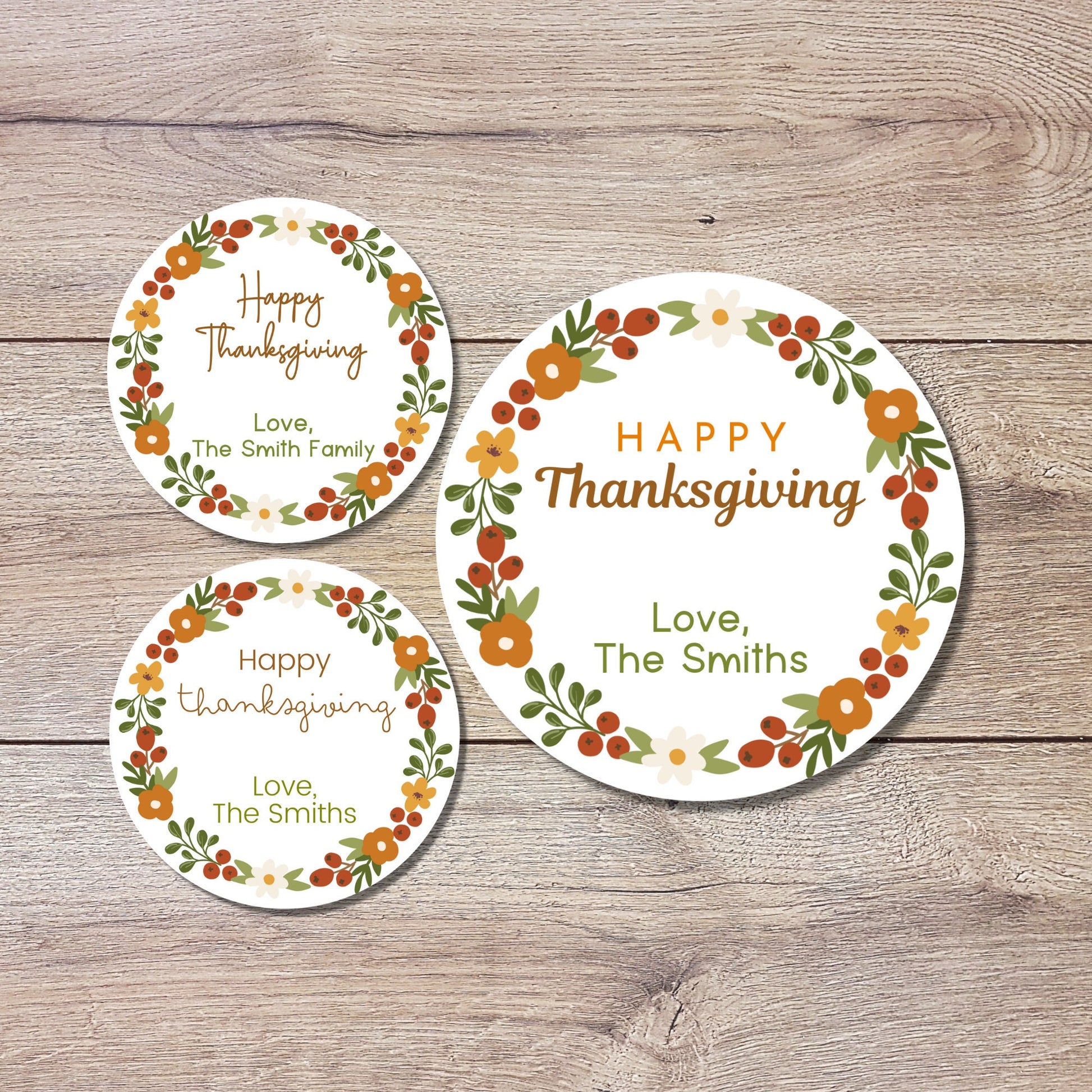 Personalized Thanksgiving Stickers, Custom Happy Thanksgiving Label, Autumn Fall Thank You Greetings Invitation Envelope Seal, Easy to Peel