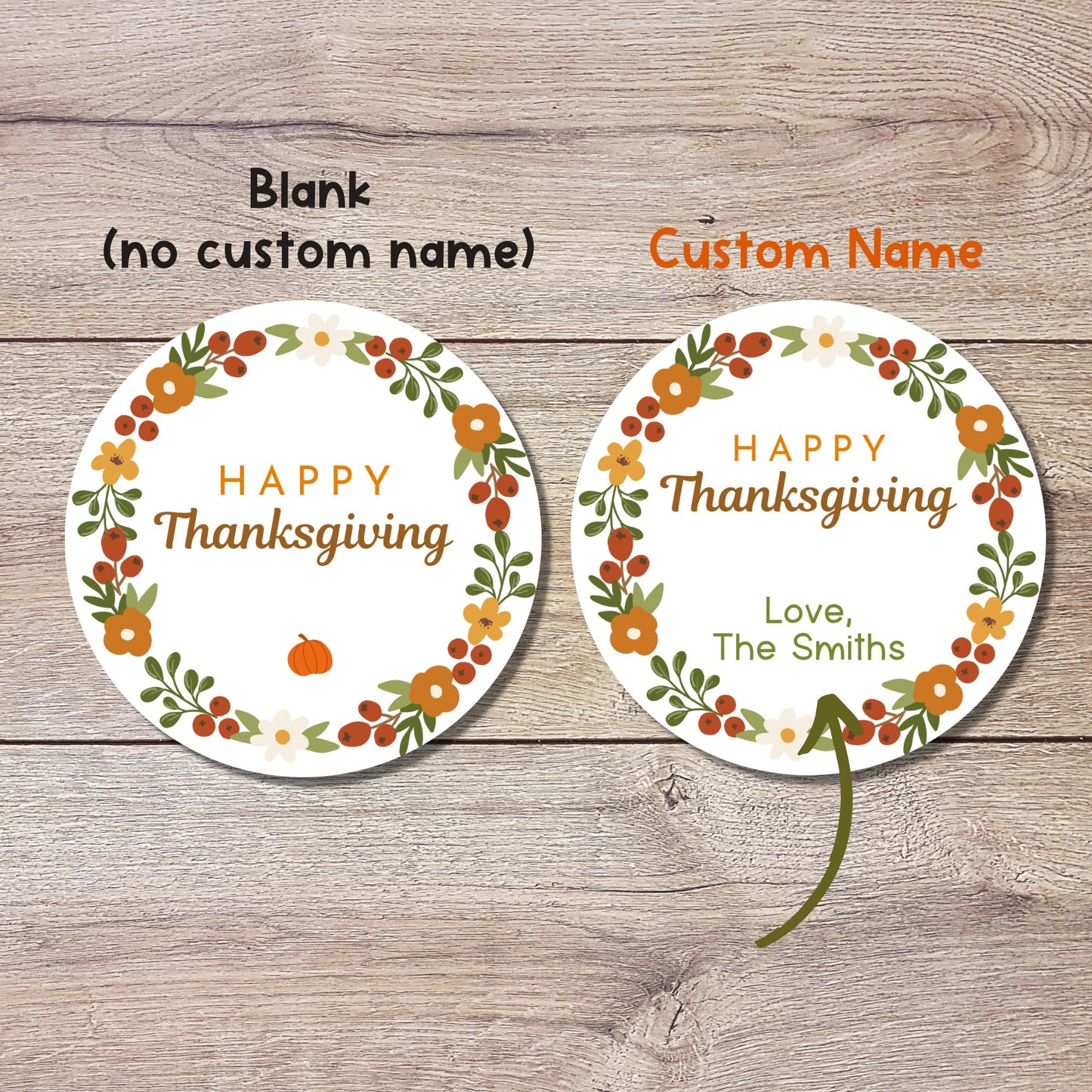 Personalized Thanksgiving Stickers, Custom Happy Thanksgiving Label, Autumn Fall Thank You Greetings Invitation Envelope Seal, Easy to Peel