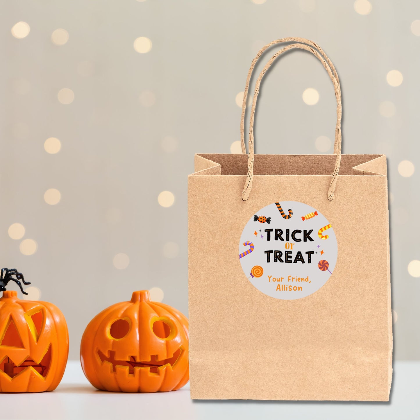 Personalized Halloween Stickers, Trick or Treat Goody Bag Label