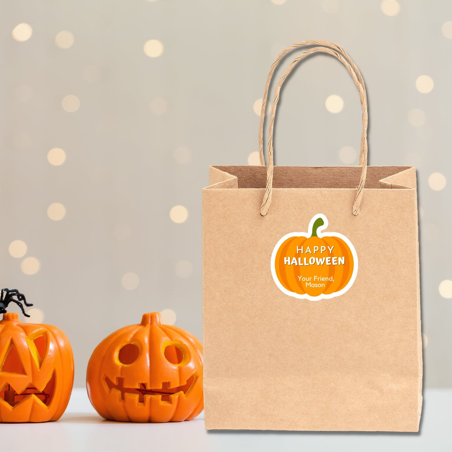 Personalized Halloween Pumpkin Stickers, Goody Bag Labels