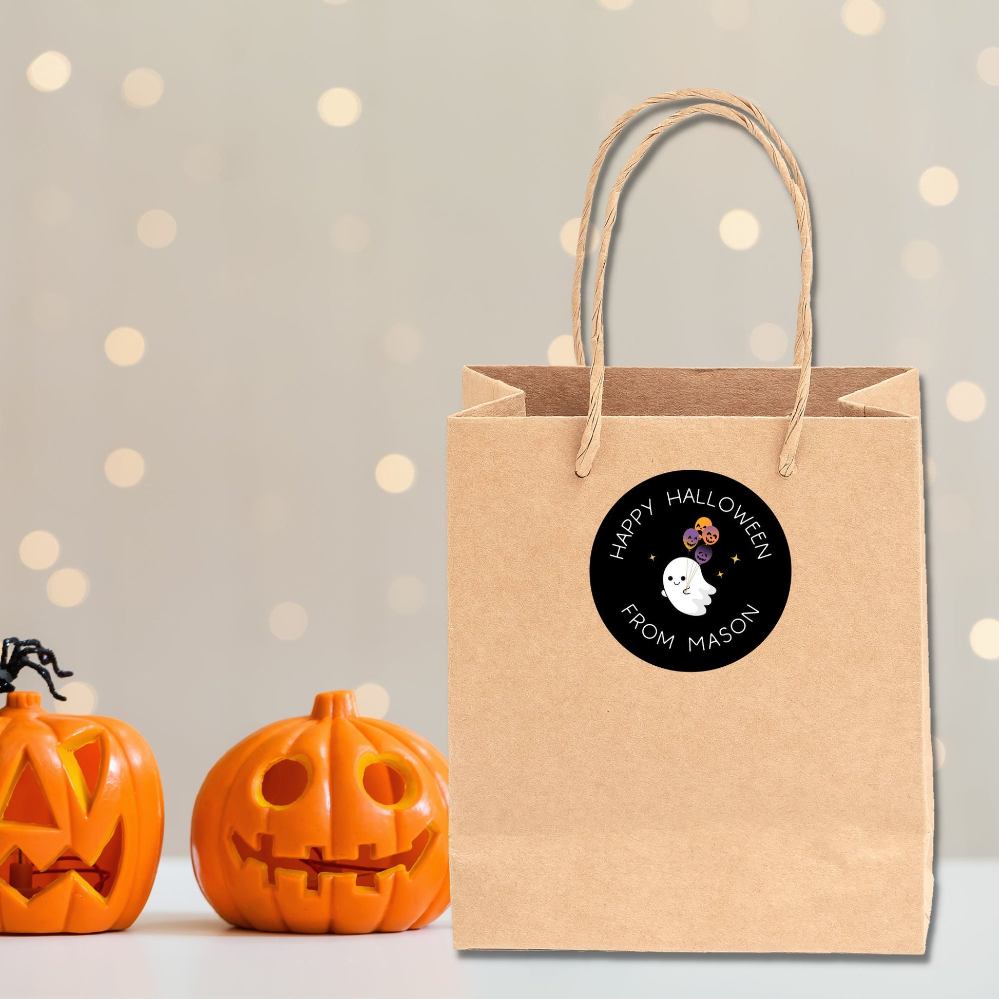 Personalized Halloween Stickers, Ghost Halloween Goody Bag Label