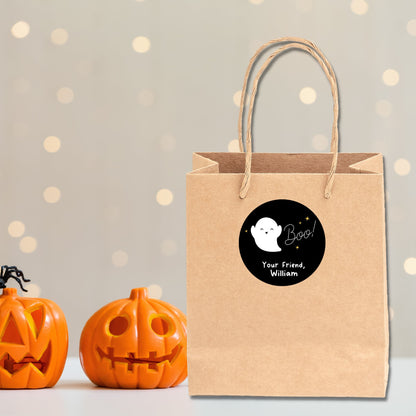 Custom Halloween Ghost Stickers, Halloween Party Favor Goody Bag Label