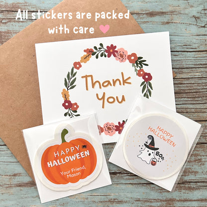 Personalized Halloween Ghost & Friends Party Favor Goody Bag Stickers