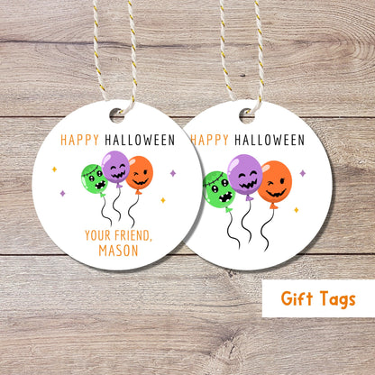 Personalized Halloween Balloon Gift Tags, Matte Finish, Halloween Goody Bag Tag, Cute Halloween Custom Gift Tags, Spooky Halloween Balloon