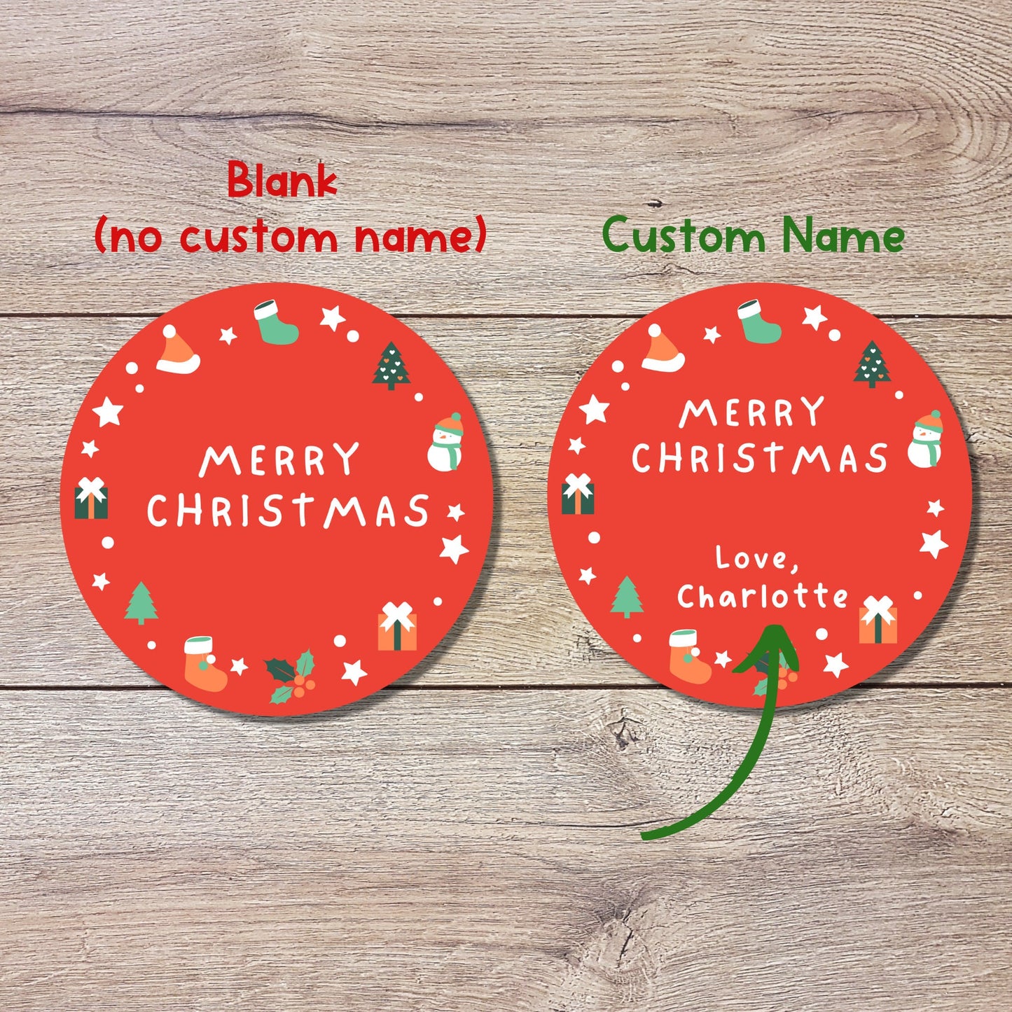 Personalized Christmas Stickers, Matte or Glossy Finish