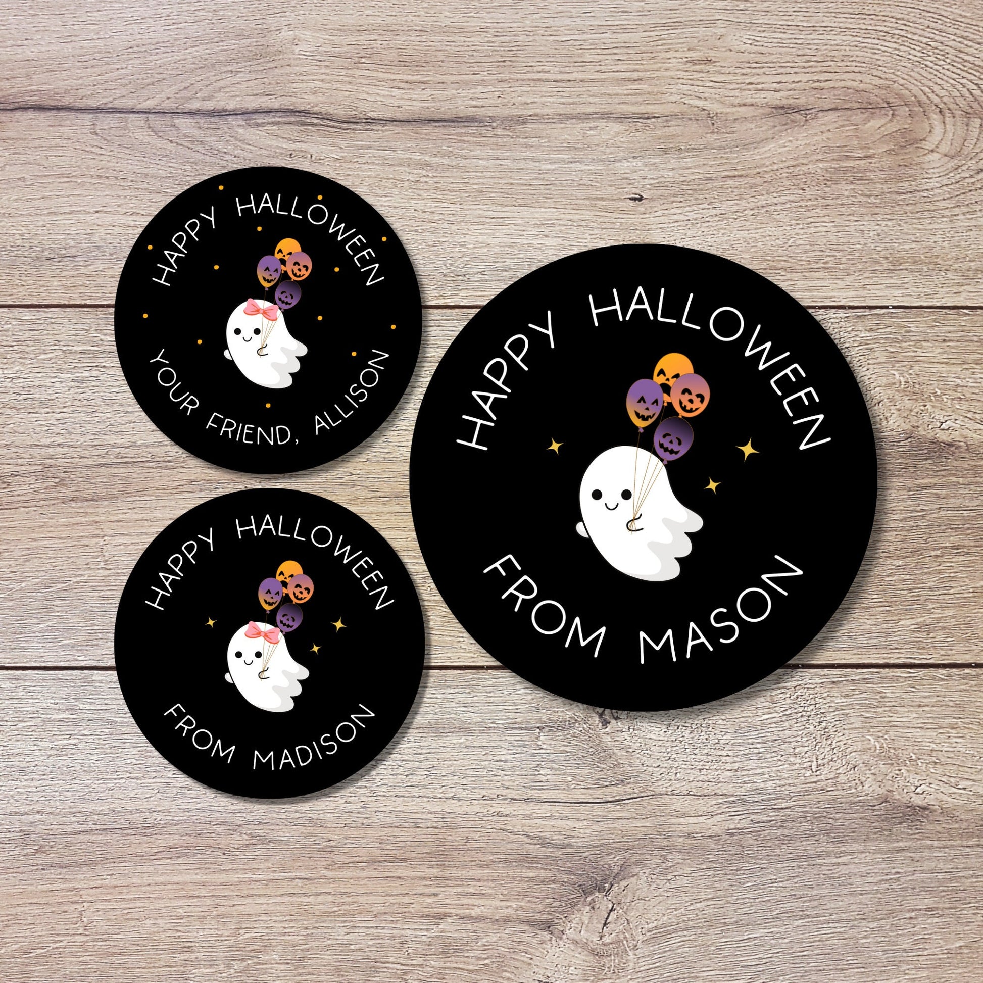 Personalized Halloween Stickers, Ghost Halloween Goody Bag Label