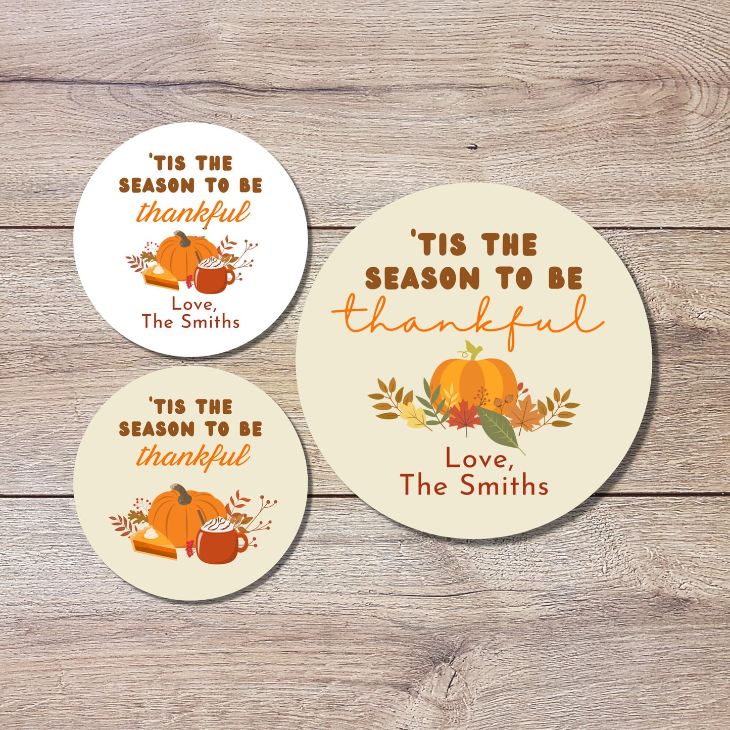 Personalized Thanksgiving Stickers, Custom Happy Thanksgiving Label, Autumn Fall Thank You Greetings Invitation Envelope Seal, Easy to Peel