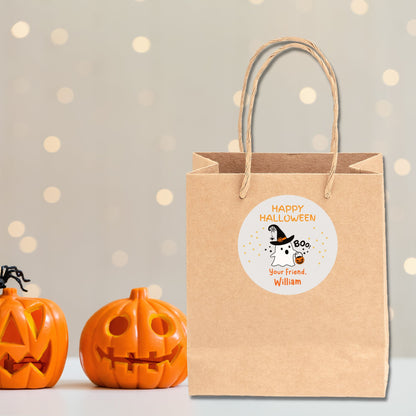 Personalized Ghost Boo Halloween Party Favor Goody Bag Stickers