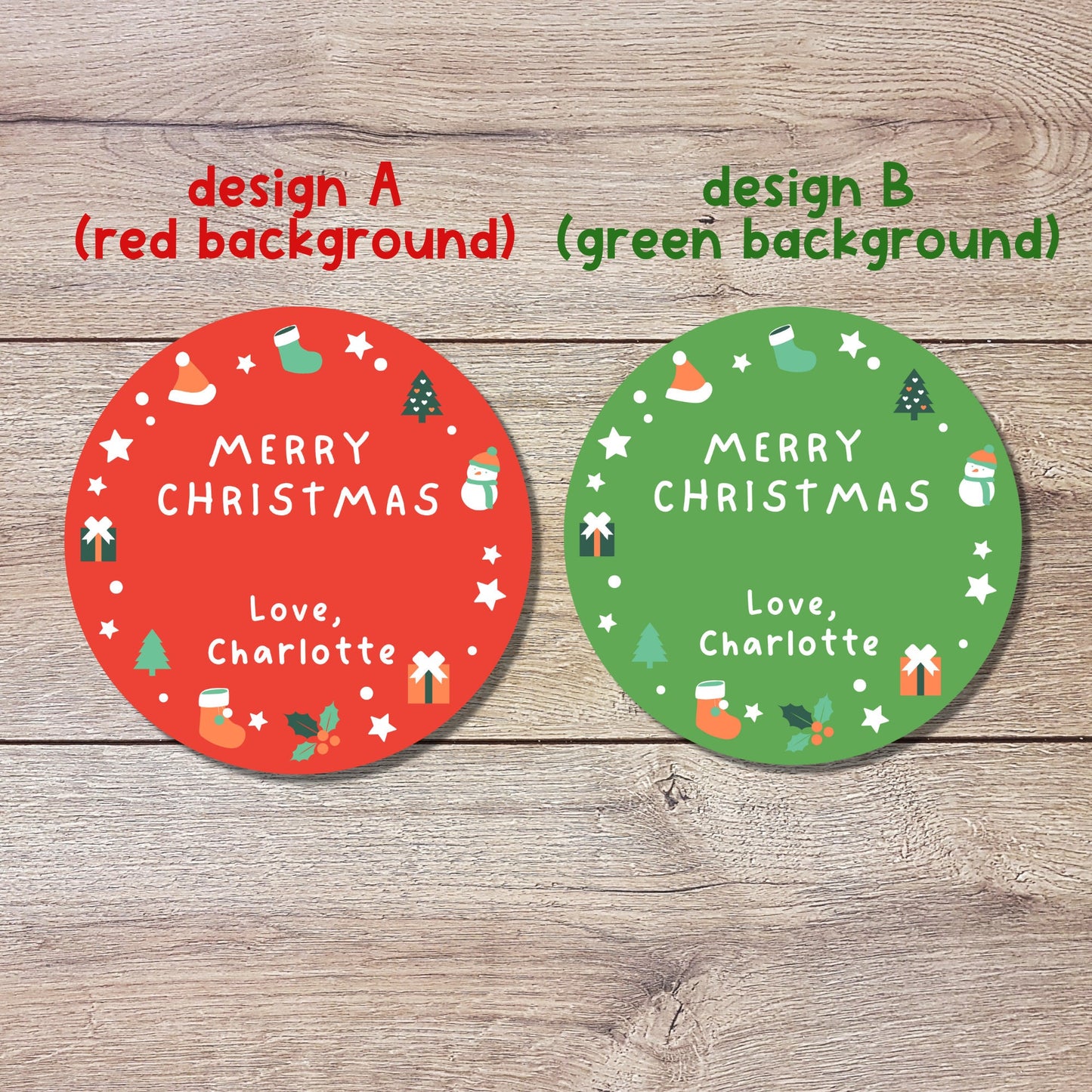 Personalized Christmas Stickers, Matte or Glossy Finish