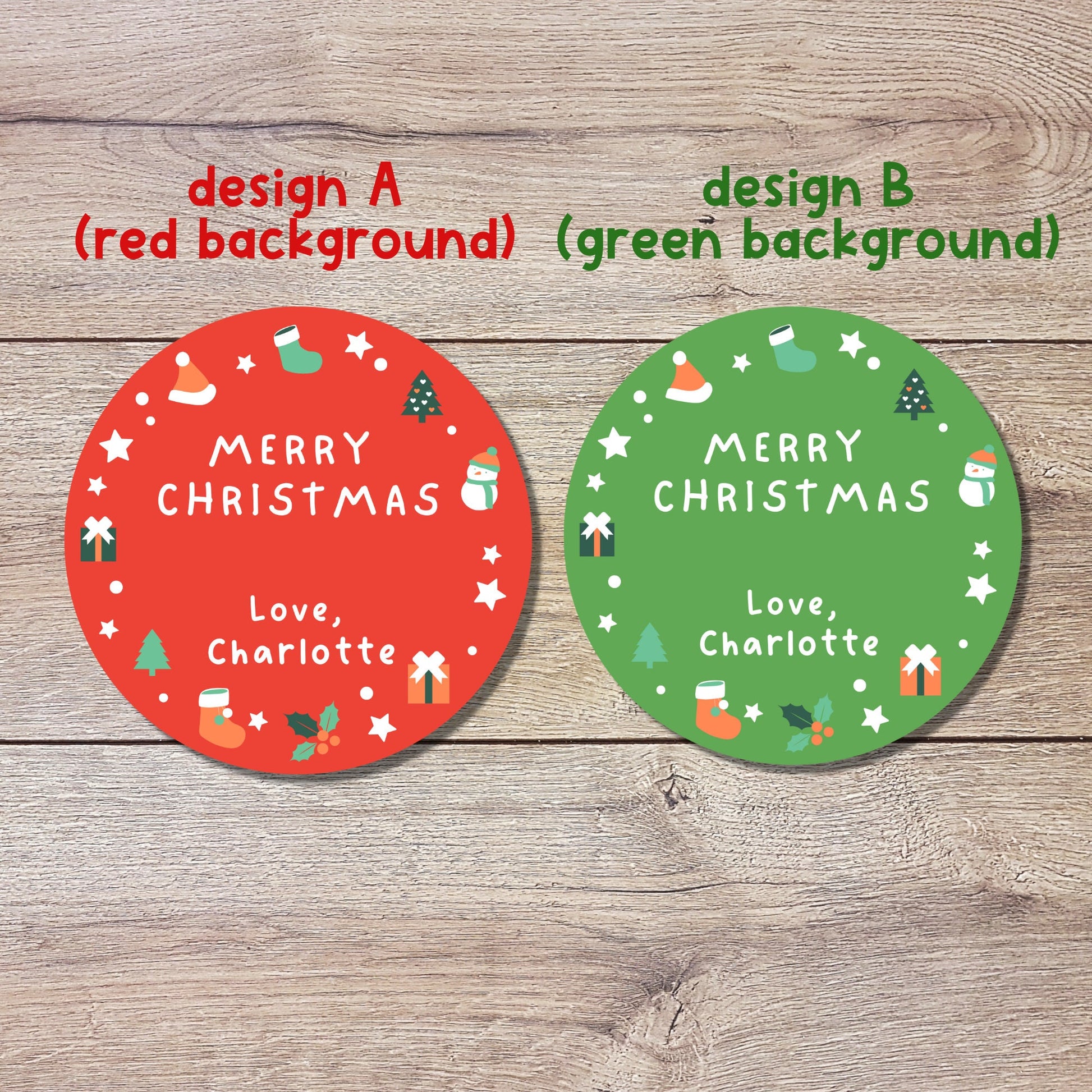 Personalized Christmas Stickers, Matte or Glossy Finish