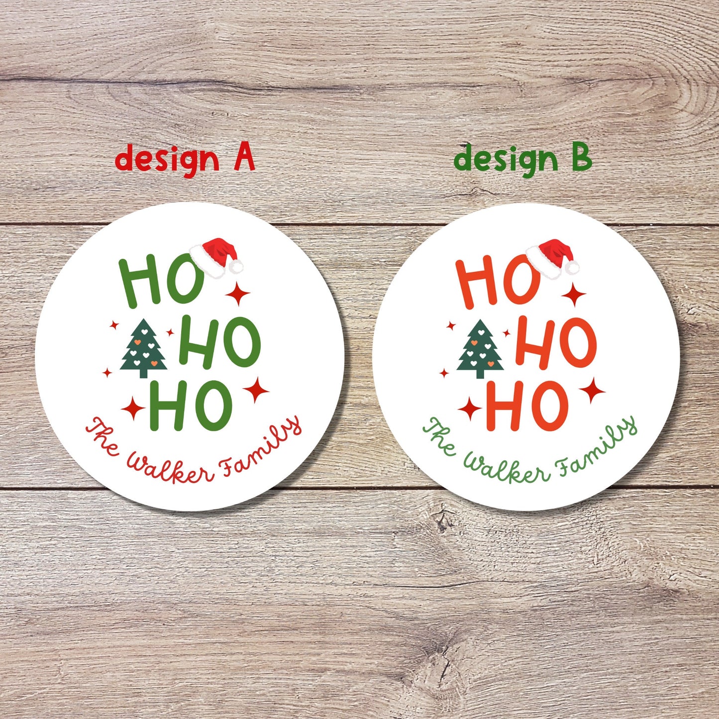 Personalized HO HO HO Christmas Party Favor Stickers