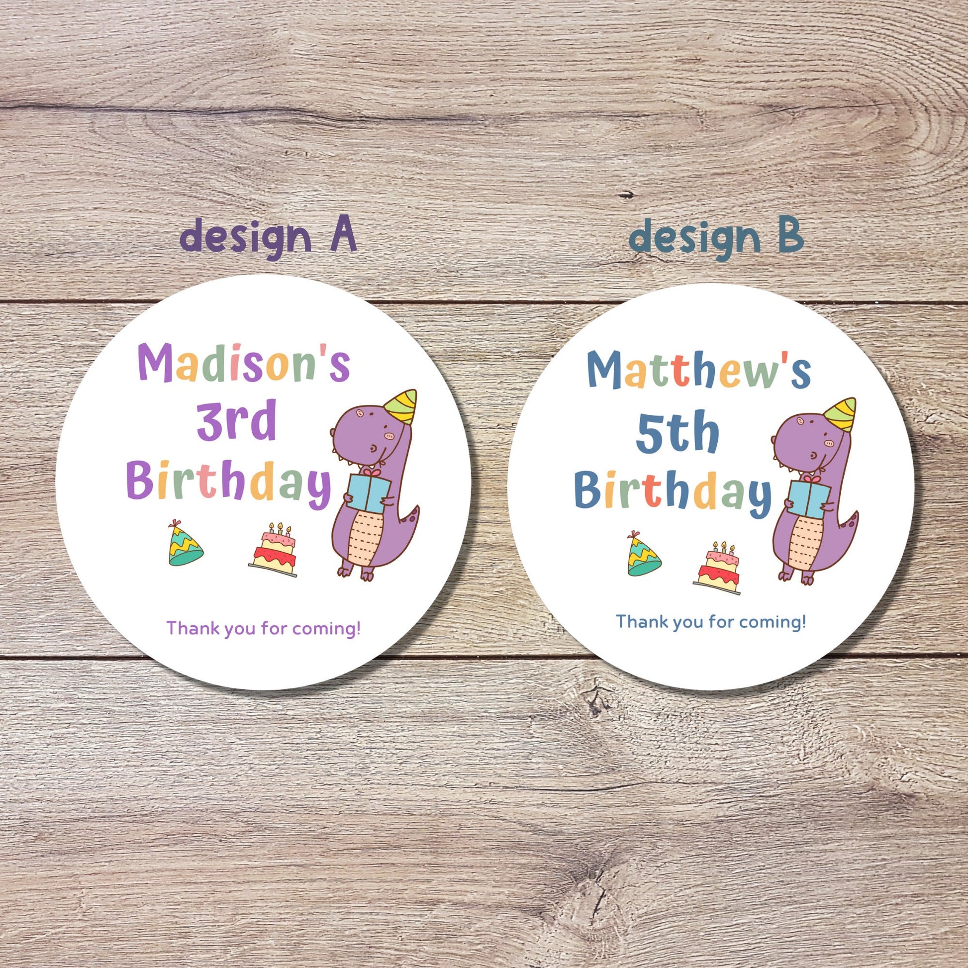 Personalized Happy Birthday Stickers, Goody Bag Stickers, Custom Birthday Label, Kids Birthday Dinosaur Stickers, Cute Birthday Stickers