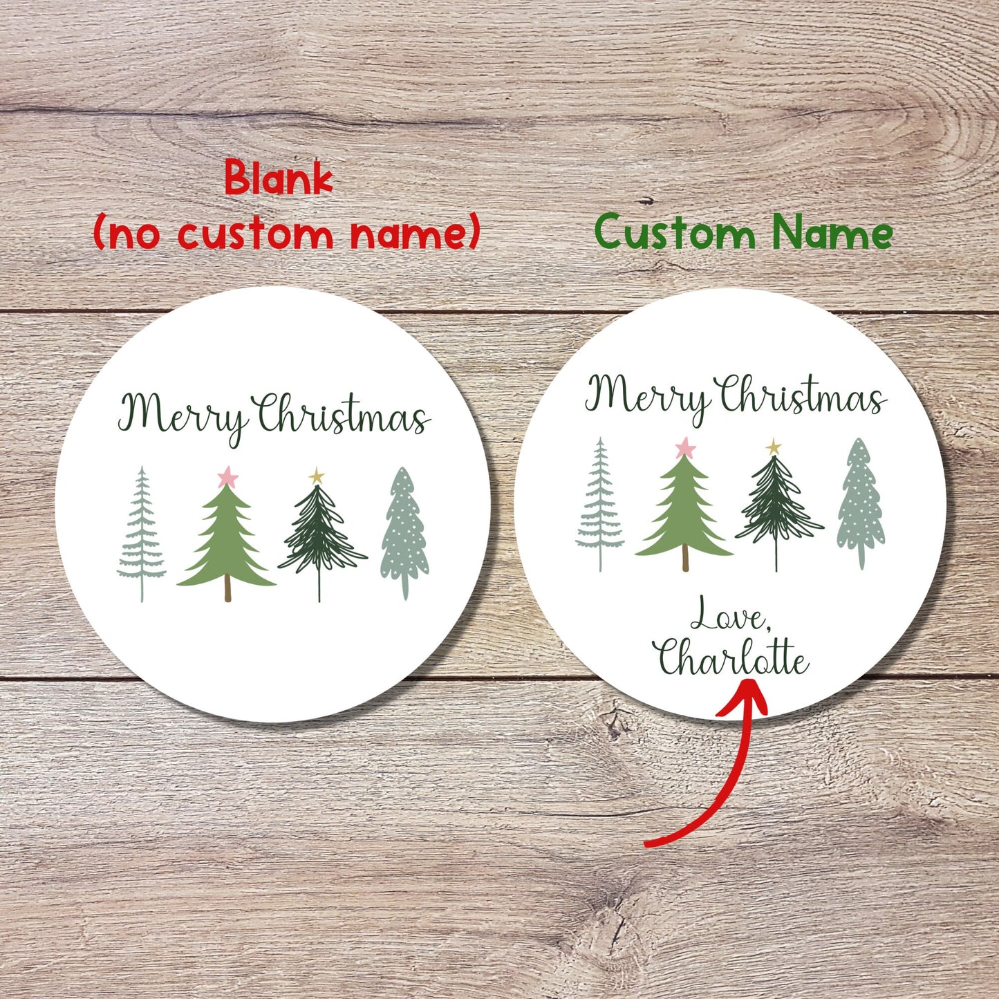 Merry Christmas Stickers, Personalized Happy Holiday Label