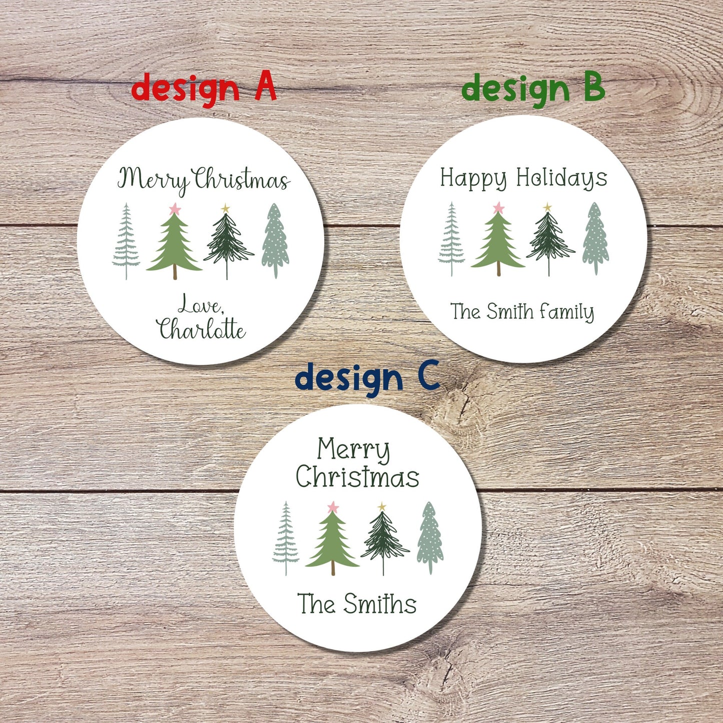 Merry Christmas Stickers, Personalized Happy Holiday Label