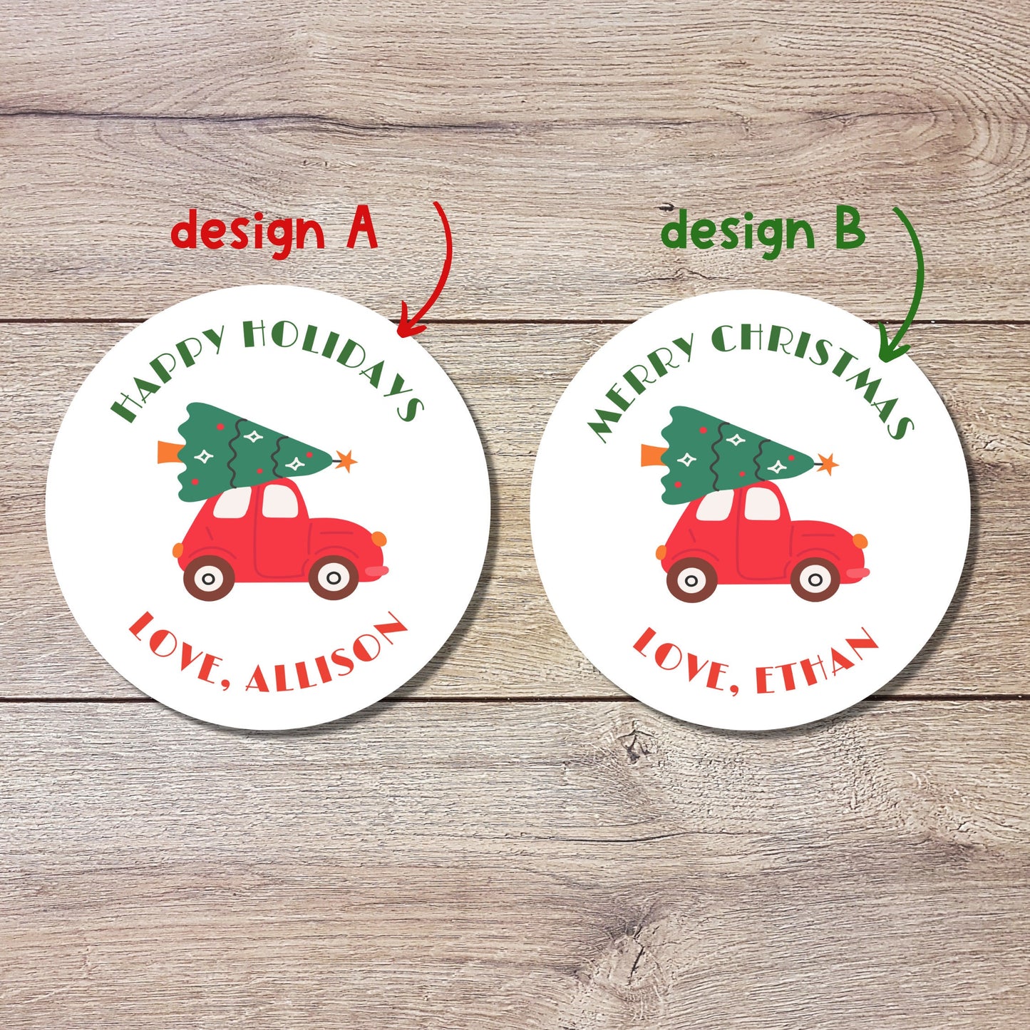 Personalized Christmas Stickers, Matte or Glossy Finish