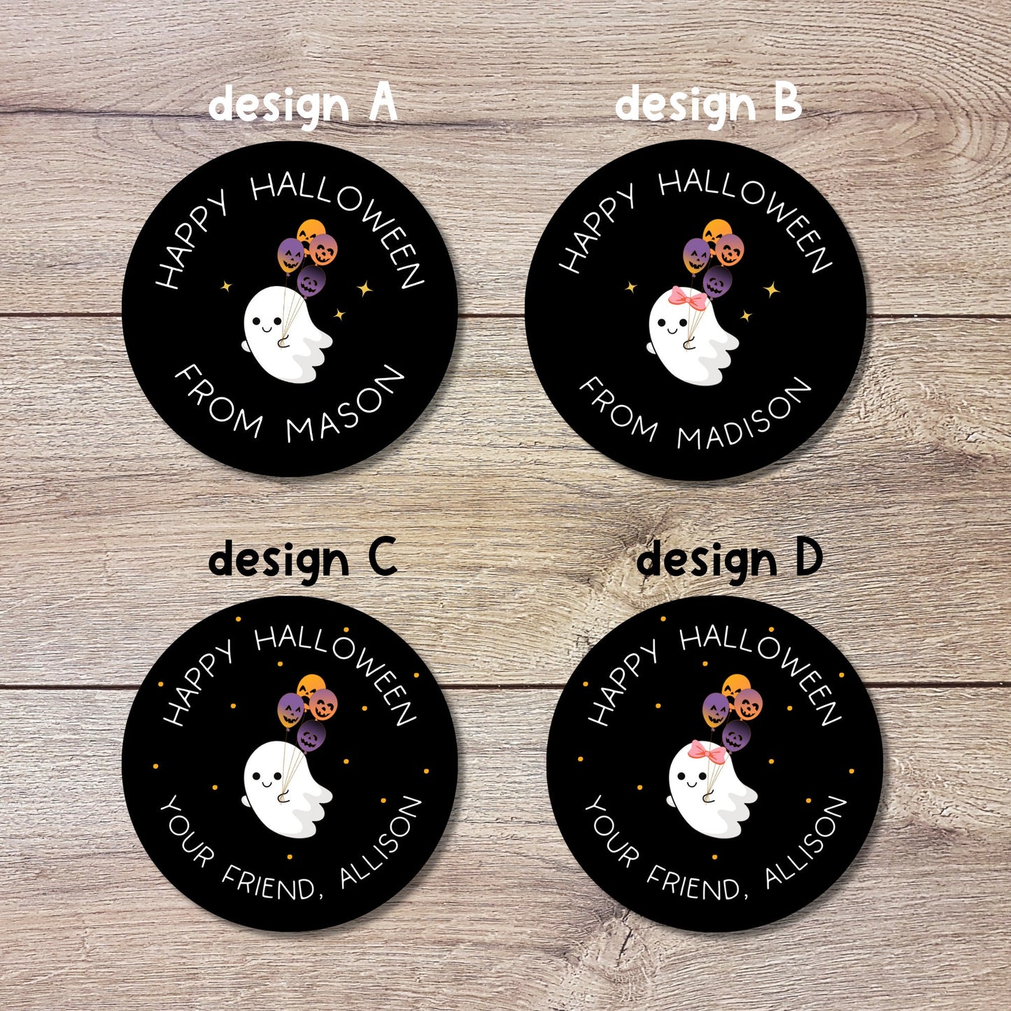 Personalized Halloween Stickers, Ghost Halloween Goody Bag Label