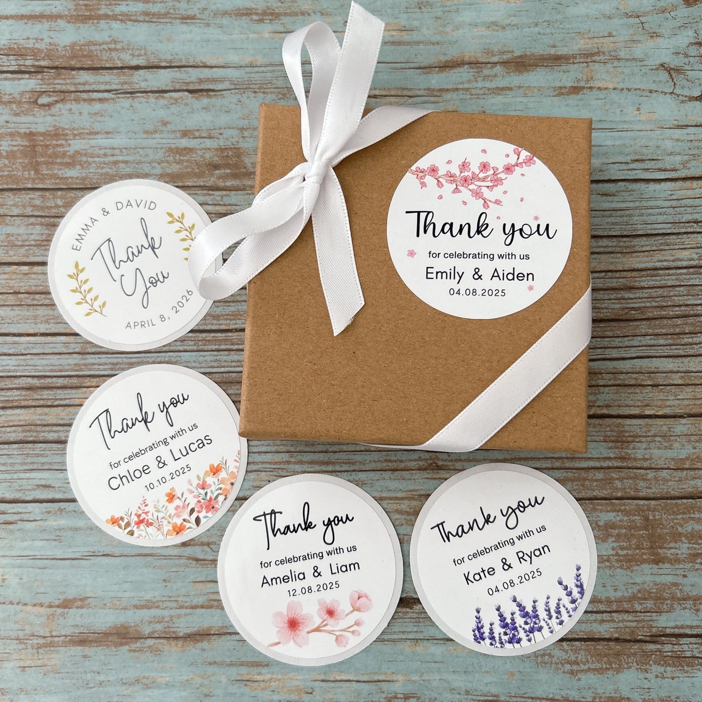 Floral Bridal Shower Favor Stickers, Custom Thank You Labels, Personalized Bridal Shower Bride-to-Be Party Favor Stickers