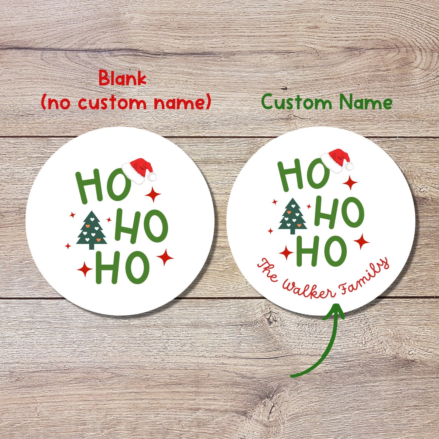 Personalized HO HO HO Christmas Party Favor Stickers