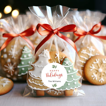 Merry Christmas Stickers, Personalized Happy Holiday Label