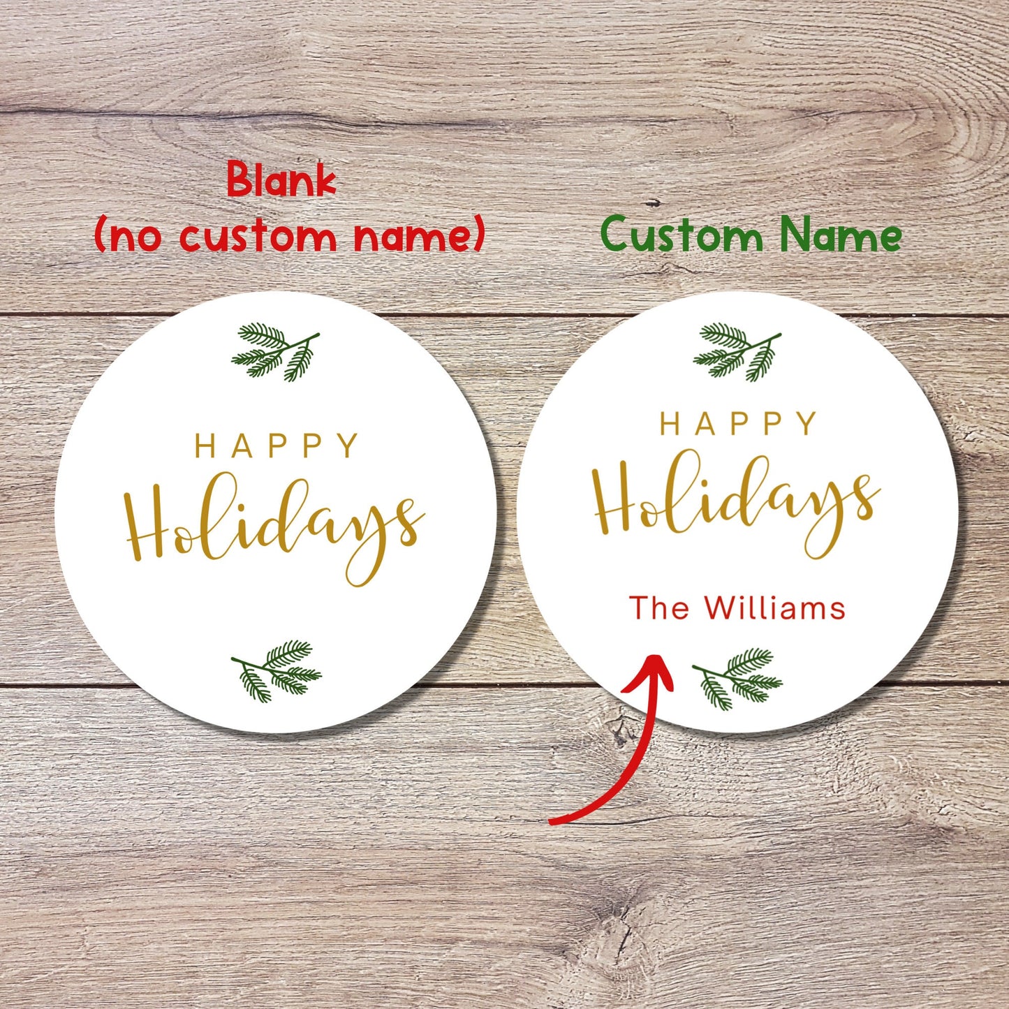 Merry Christmas Stickers, Personalized Happy Holiday Label