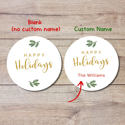 Merry Christmas Stickers, Personalized Happy Holiday Label