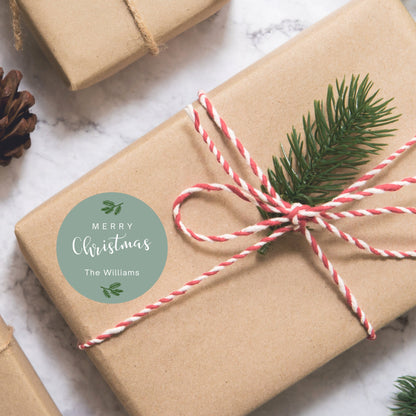 Merry Christmas Stickers, Personalized Happy Holiday Label