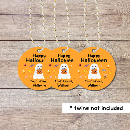 Personalized Halloween Gift Tags, Cute Ghost Halloween Party Favor Gift Tags