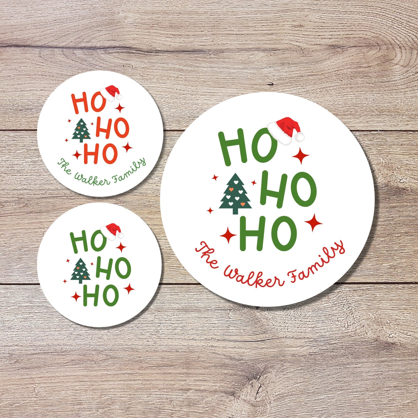 Personalized HO HO HO Christmas Party Favor Stickers