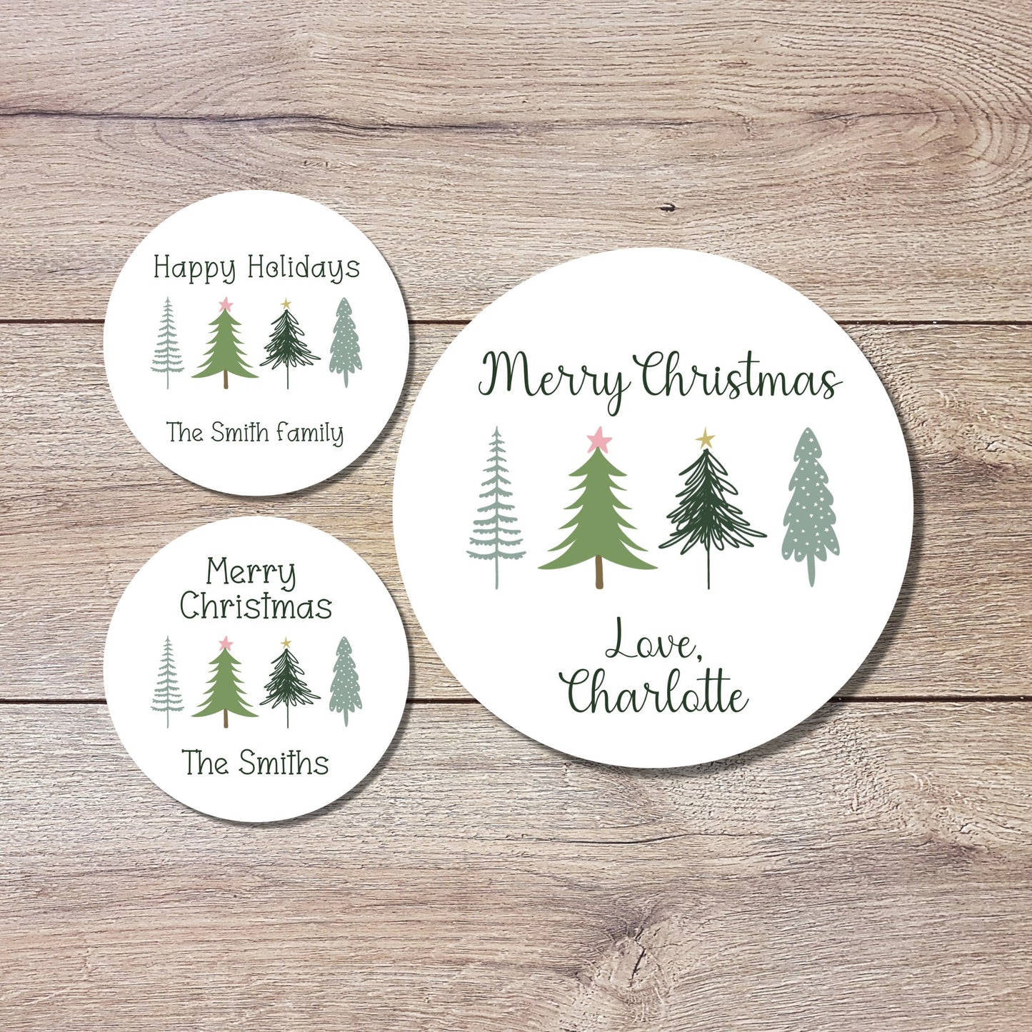 Merry Christmas Stickers, Personalized Happy Holiday Label