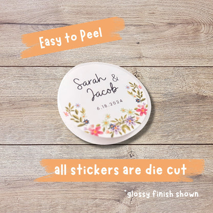 Personalized Wildflower Bridal Shower Stickers, Floral Bridal Shower Thank You Labels, Custom Bride-to-Be Bachelorette Party Favor