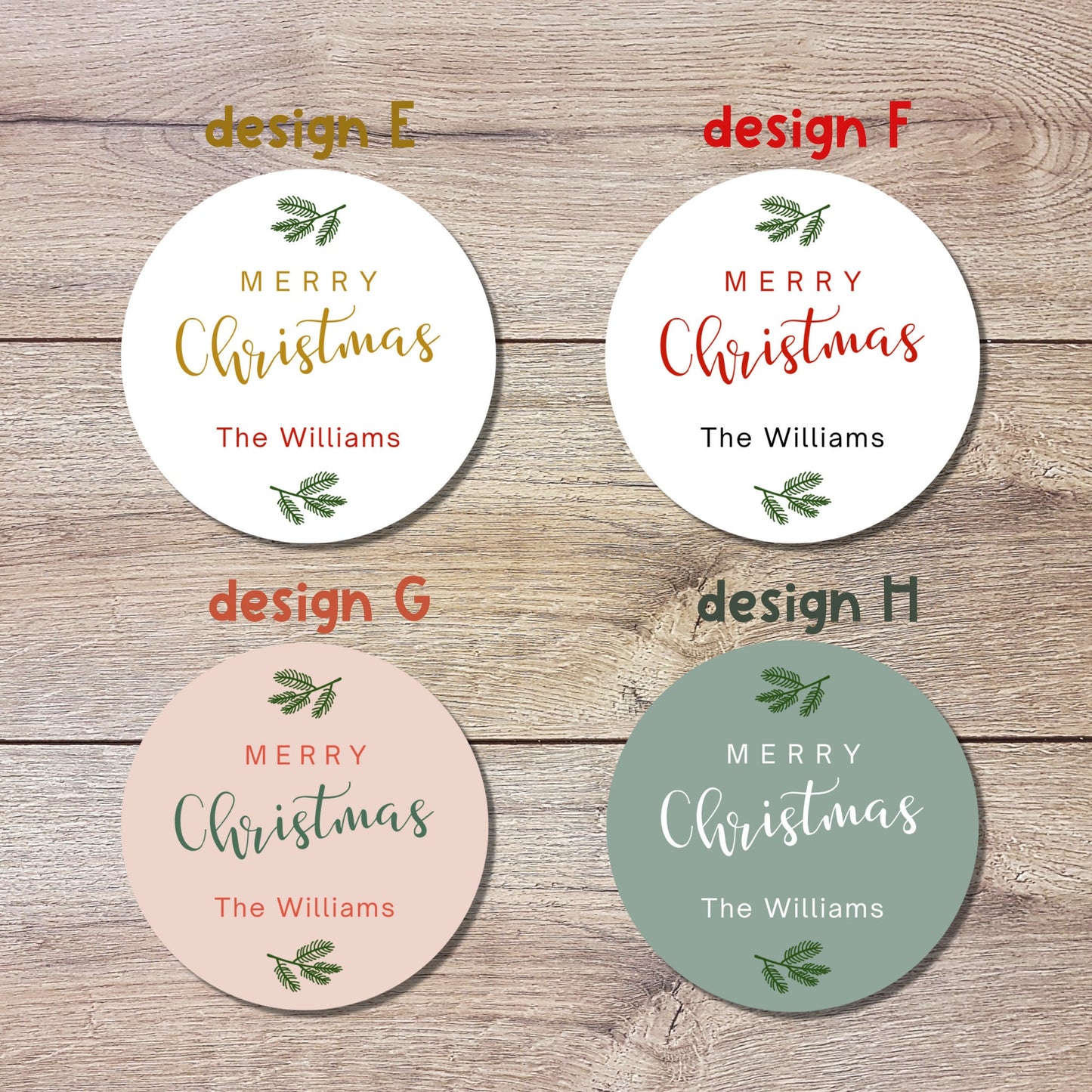 Merry Christmas Stickers, Personalized Happy Holiday Label