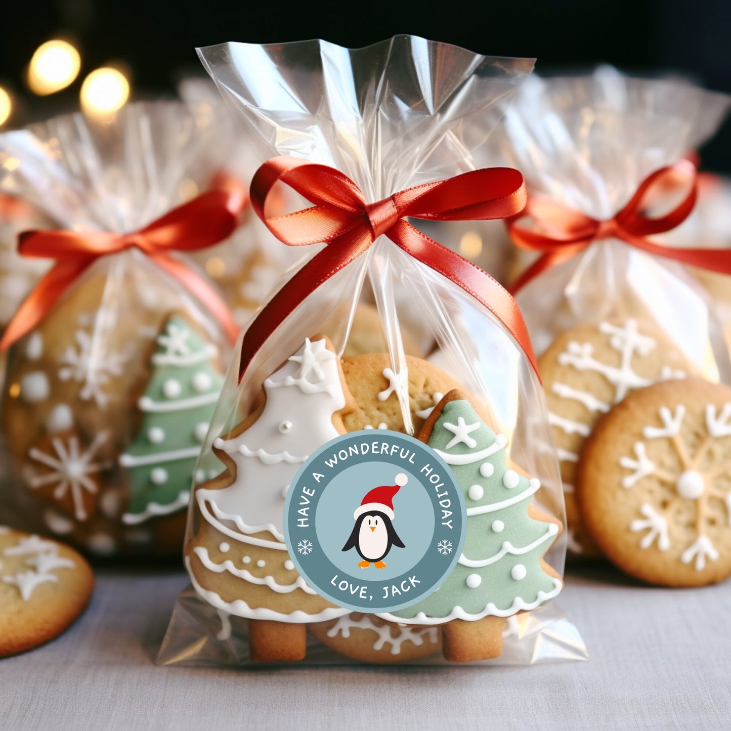 Personalized Merry Christmas Penguin Stickers