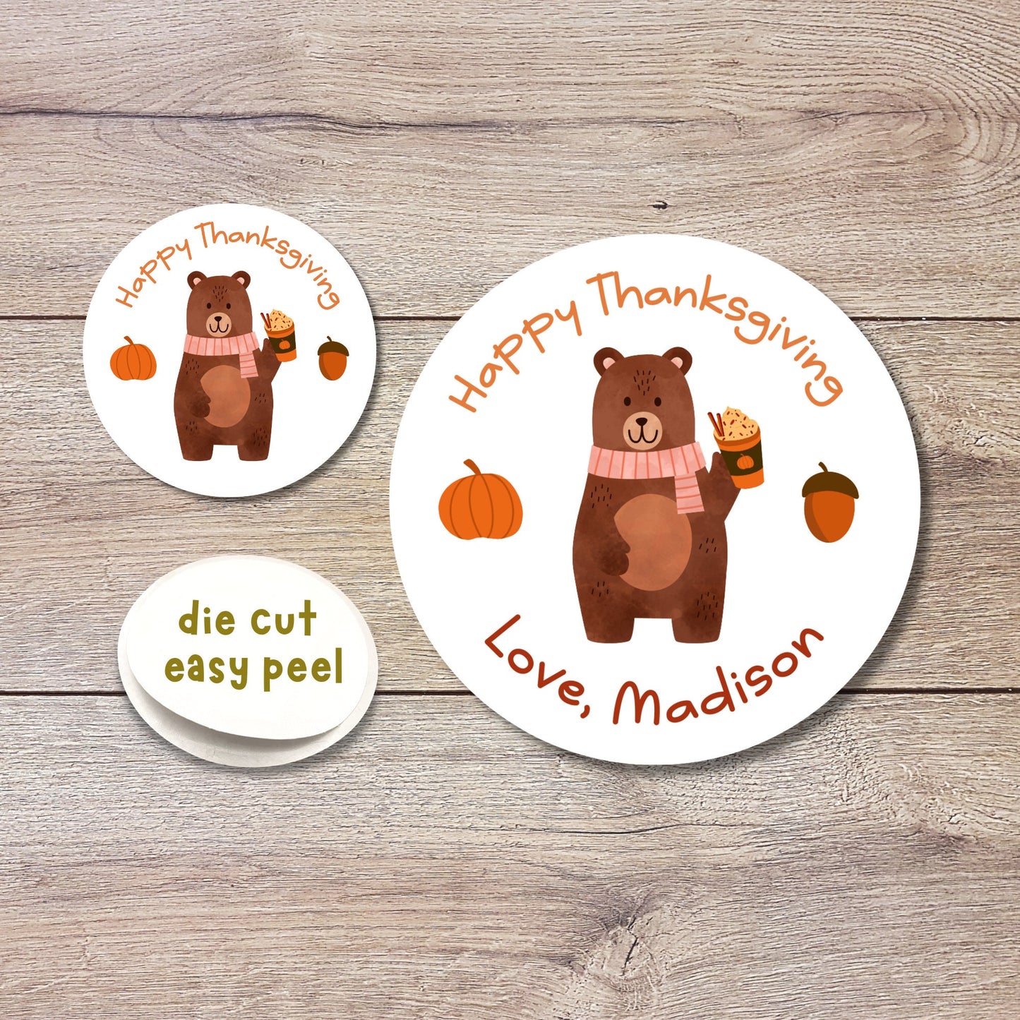 Personalized Thanksgiving Stickers | Matte or Glossy Finish