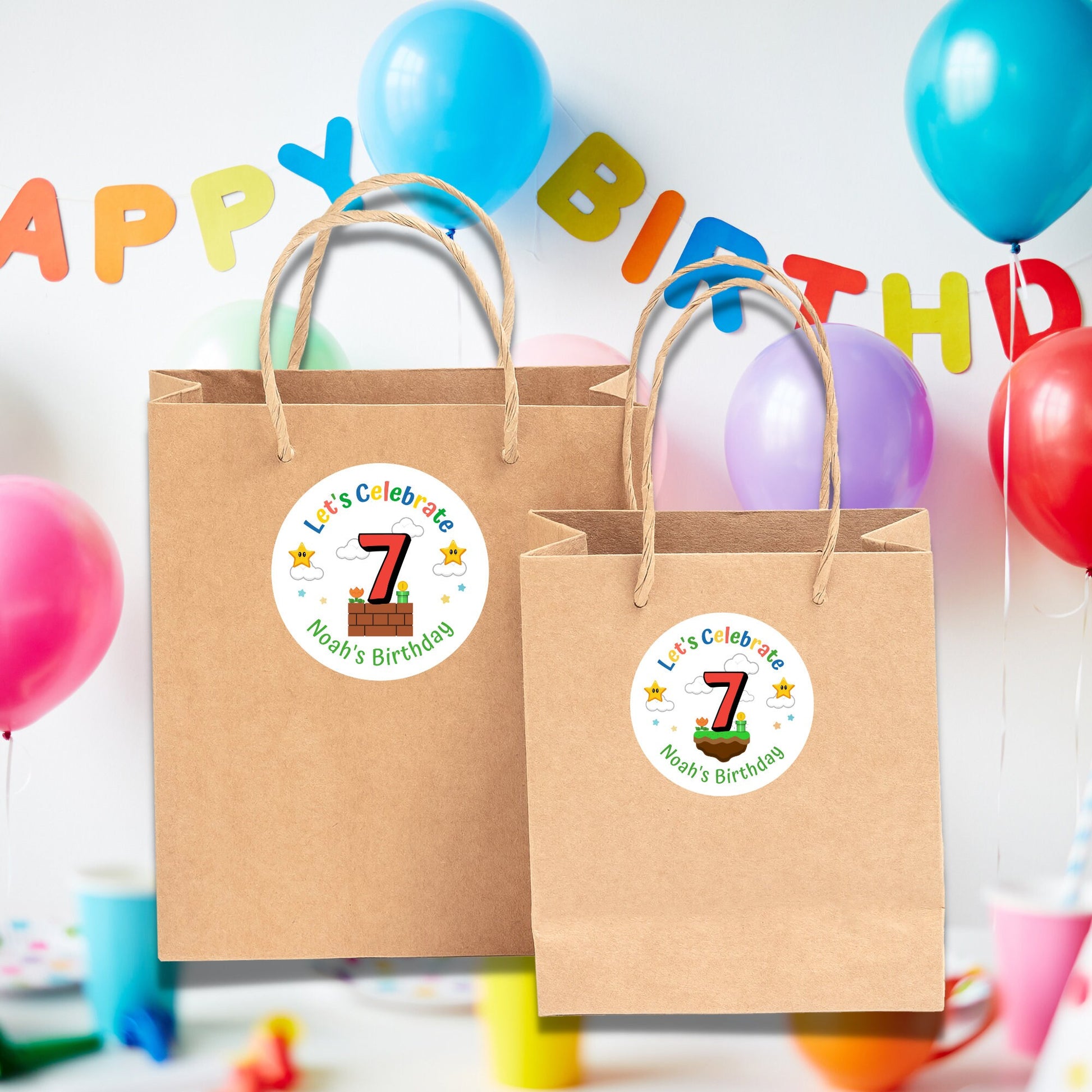 Personalized Birthday Stickers, Goody Bag Party Favor Stickers, Custom Happy Birthday Label, Kids Gaming Birthday Theme, Boys Birthday