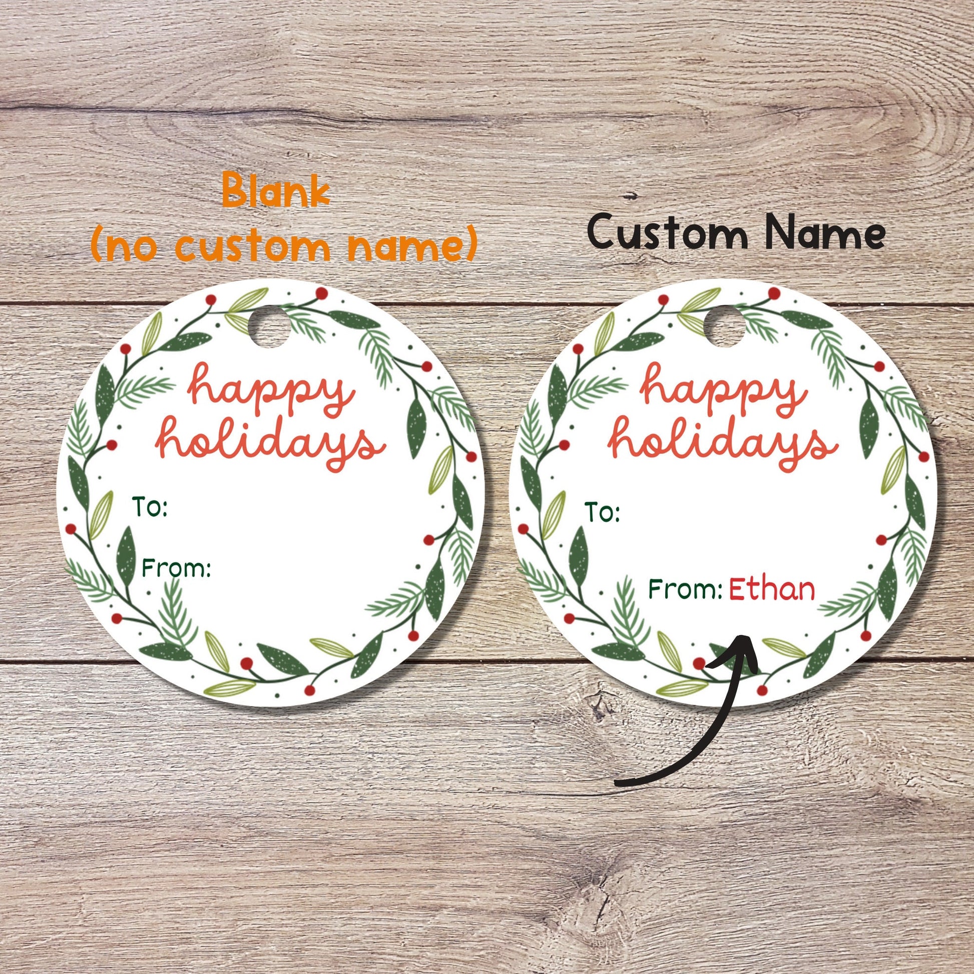 Personalized Christmas Tags, Custom Holiday Gift Tags, Matte Finish