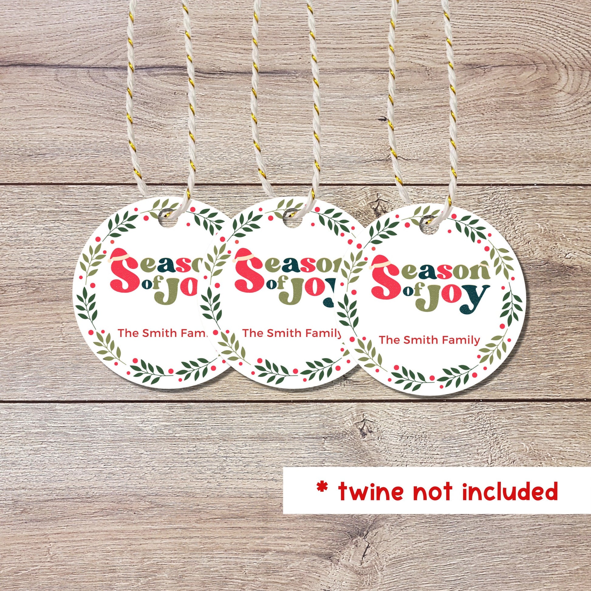 Personalized Christmas Season of Joy Tags, Custom Holiday Gift Tags, Matte Finish