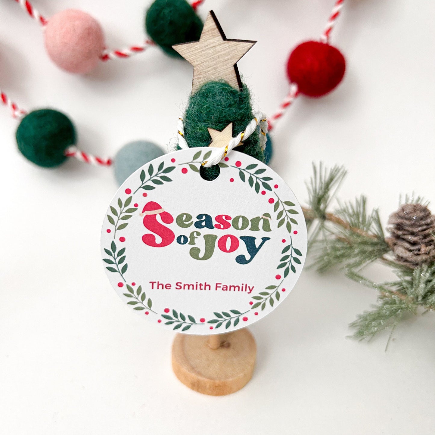 Personalized Christmas Season of Joy Tags, Custom Holiday Gift Tags, Matte Finish