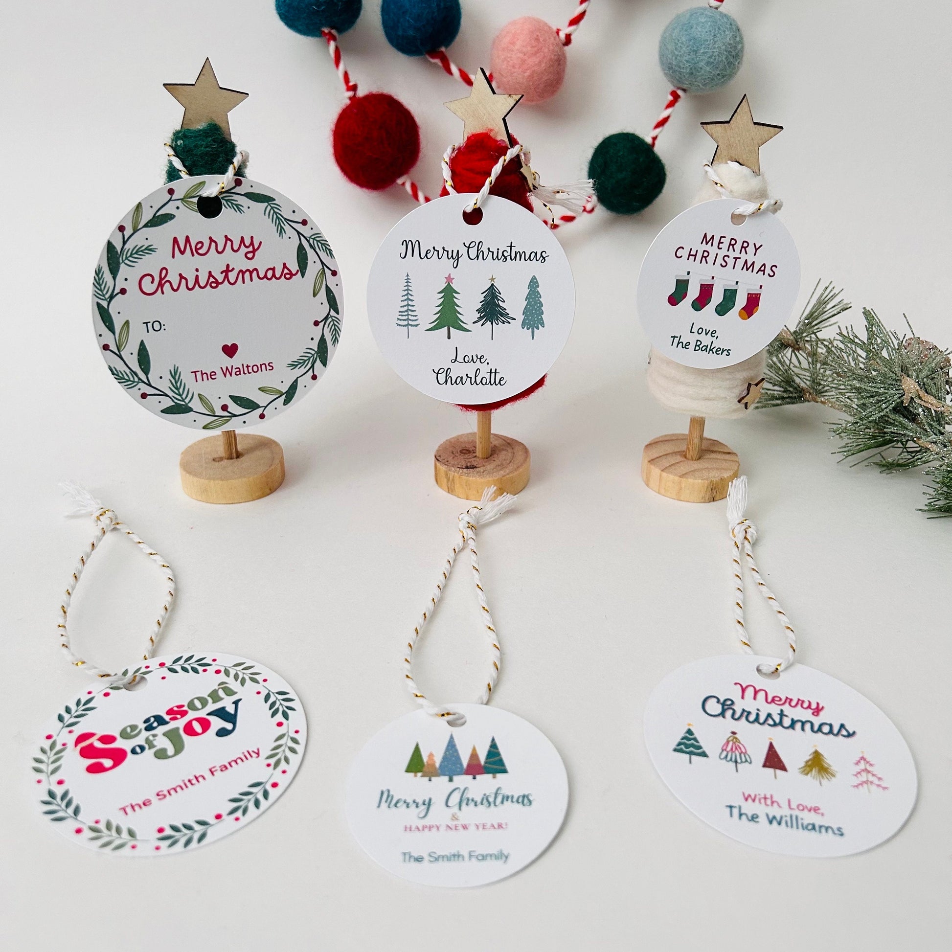 Personalized Christmas Season of Joy Tags, Custom Holiday Gift Tags, Matte Finish