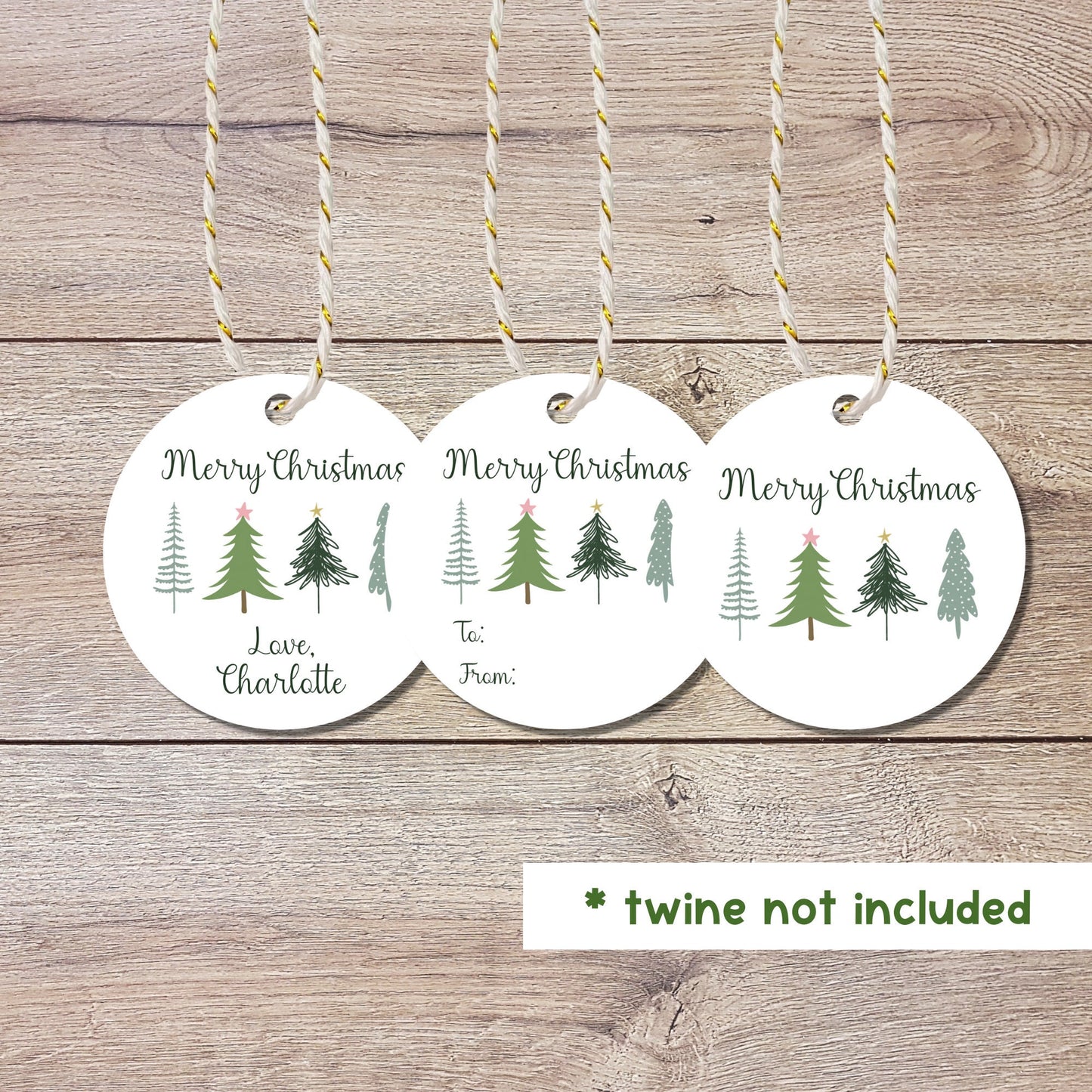 Personalized Christmas Trees Gift Tags, Custom Holiday Gift Tags, Matte Finish