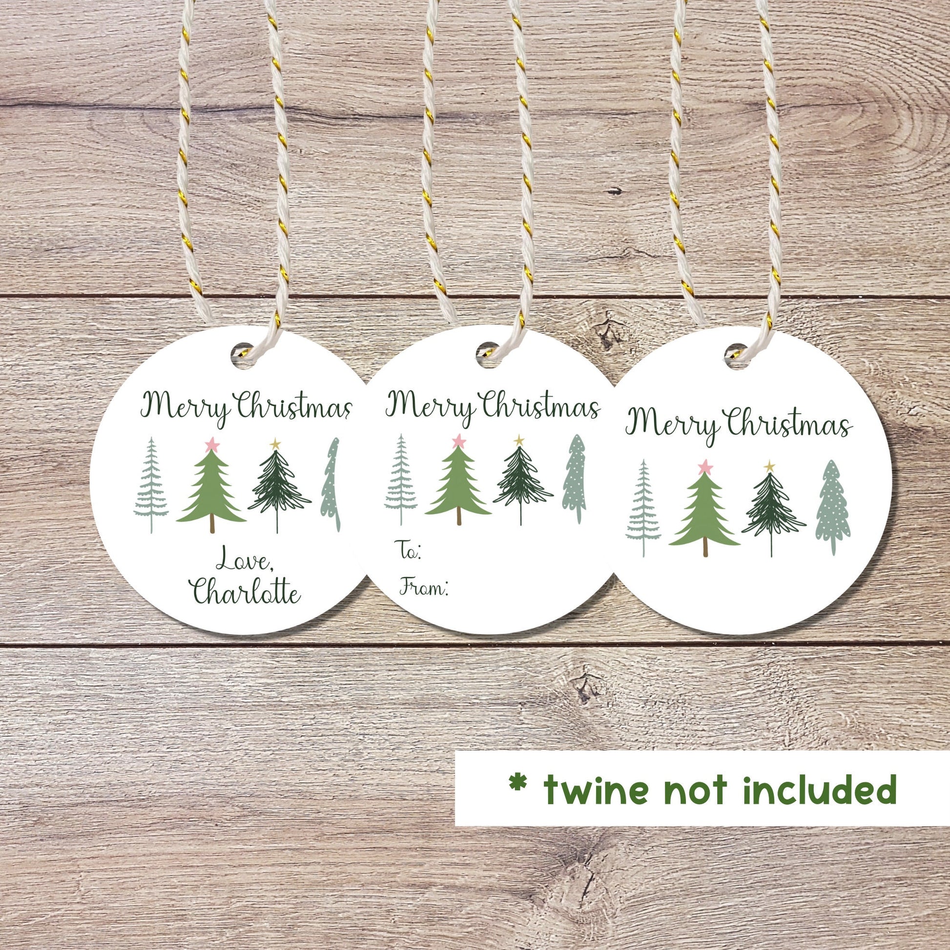 Personalized Christmas Trees Gift Tags, Custom Holiday Gift Tags, Matte Finish