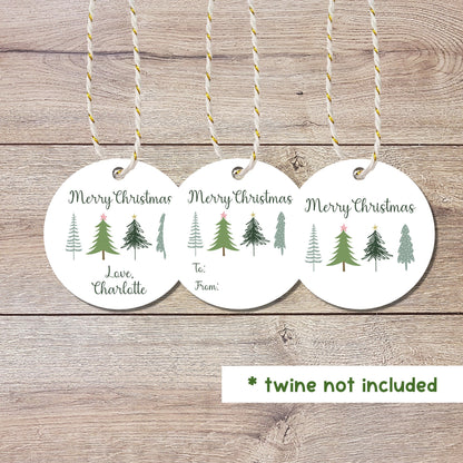 Personalized Christmas Trees Gift Tags, Custom Holiday Gift Tags, Matte Finish