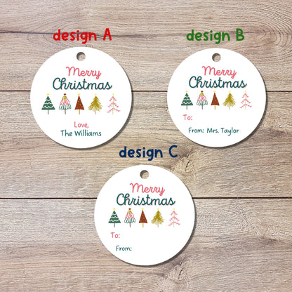 Personalized Christmas Trees Gift Tags, Custom Holiday Gift Tags, Matte Finish